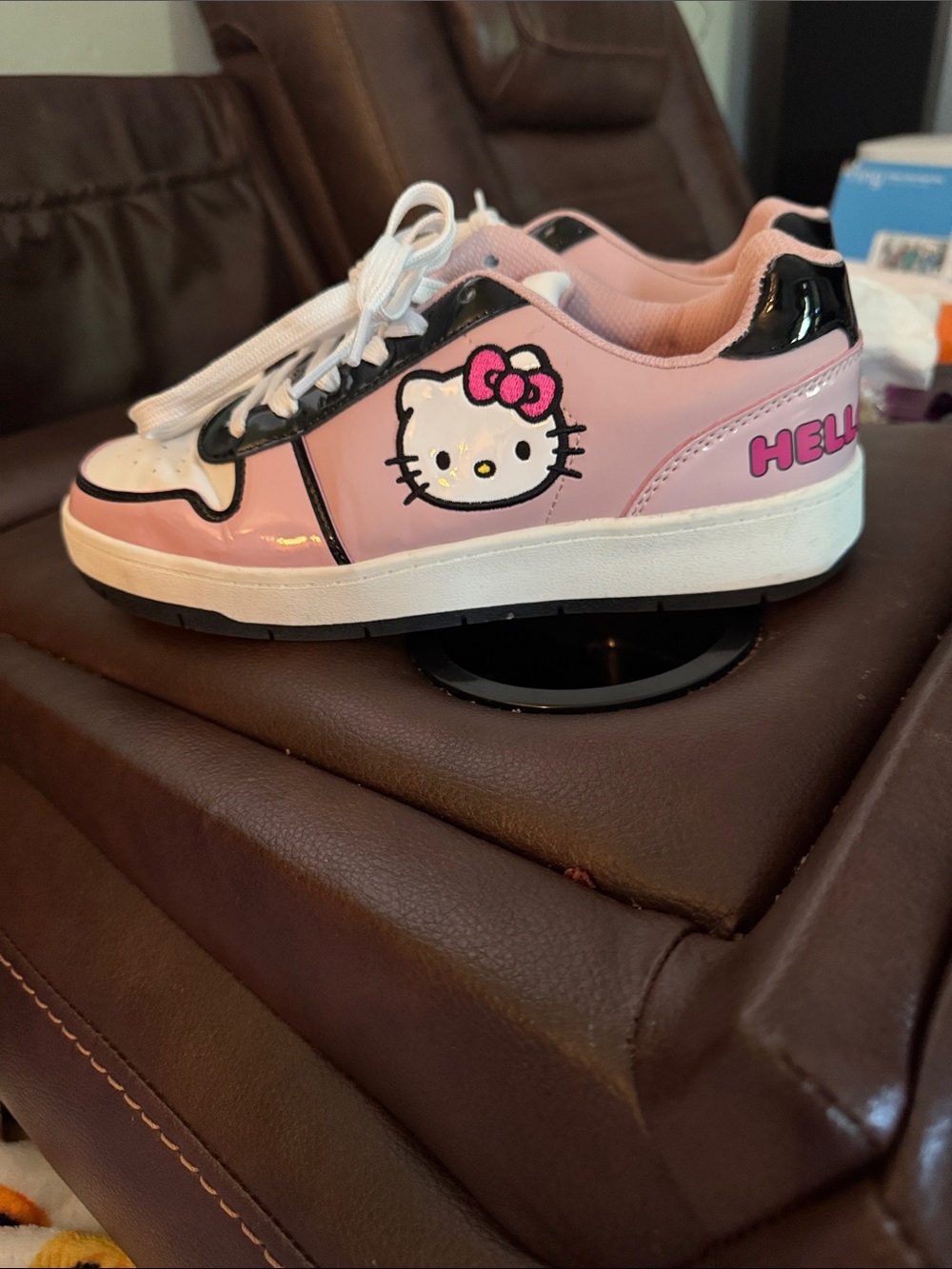 Hello Kitty Pink, White & Black Kids Sneakers with Character Patch